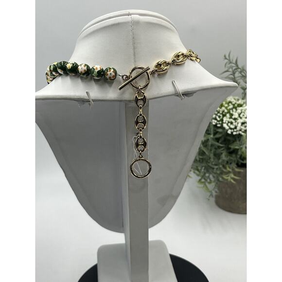 Mignonne Gavigan Jordyn Green Ceramic Beaded 14k Gold Plated Necklace - Picture 4 of 8